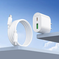 HOCO C109 20W USB-C PD & QC 3.0 Dual-Port Wall Charger with 1m USB-C Cable – White