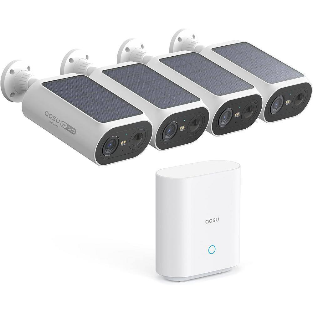 Aosu C8E-4H four-camera solar security system with hub