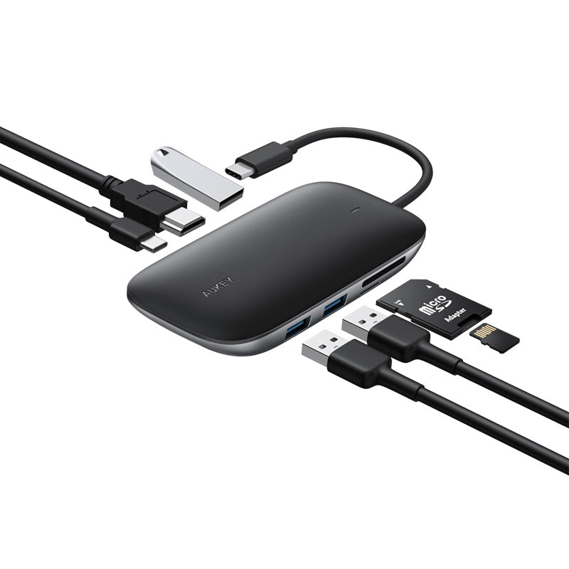 AUKEY CB-C68 seven-in-one USB-C hub with HDMI and USB ports