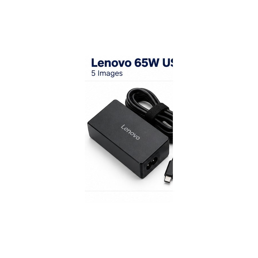 Illustrative rendered view 1 of lenovo compatible 65W USB-C charger, not actual item photo