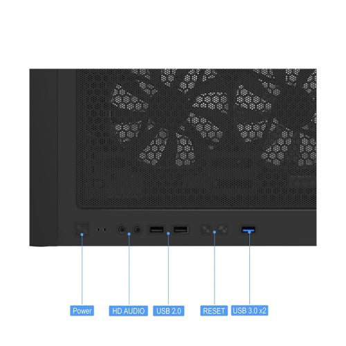 Montech X3 Mesh 3 x 140mm& 3 x 120mm Fixed RGB Lighting Fans ATX Mid-Tower PC Gaming Case, USB3.0, Door Open Tempered Glass Side Panel, High Airflow_Black