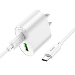 HOCO C109 20W USB-C PD & QC 3.0 Dual-Port Wall Charger with 1m USB-C Cable – White