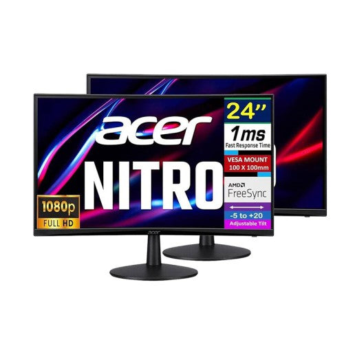 Acer Nitro ED240Q HBI-MX 24 inch (viewable 23.6") FHD 1920 x 1080 100Hz,1m Widescreen Curved Screen AMD FreeSync Compatible Gaming Monitor_Black