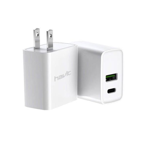 Havit UC111 white USB-C and USB-A 20W wall charger